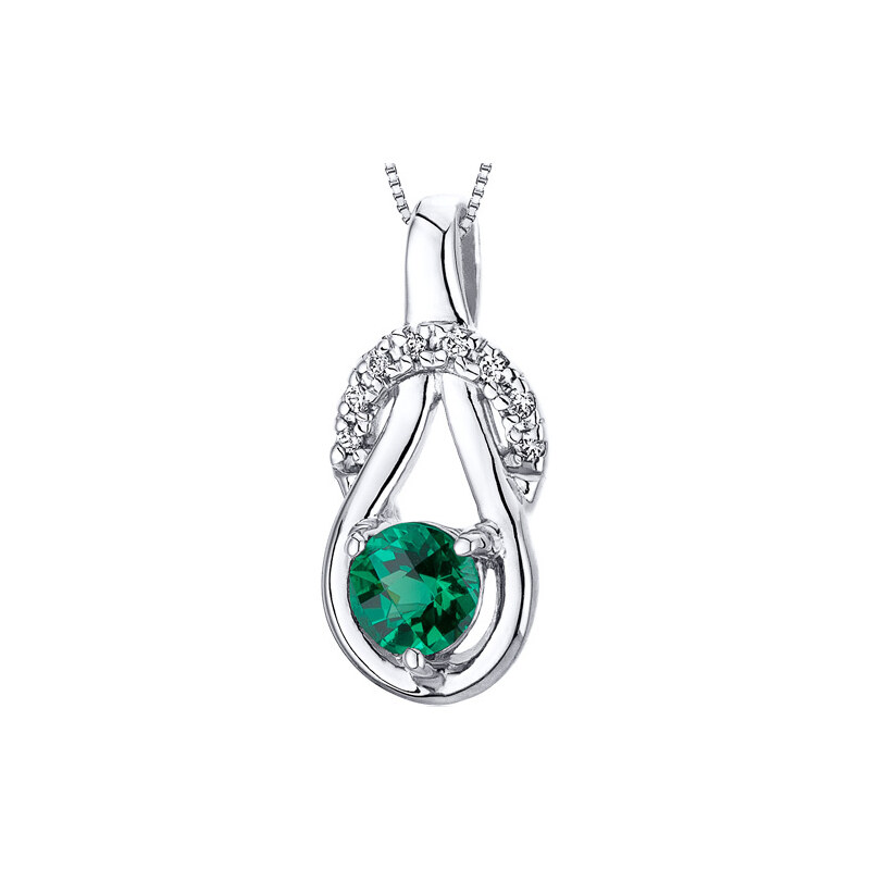 Eppi Stříbrný náhrdelník se smaragdem a zirkony Jaxen