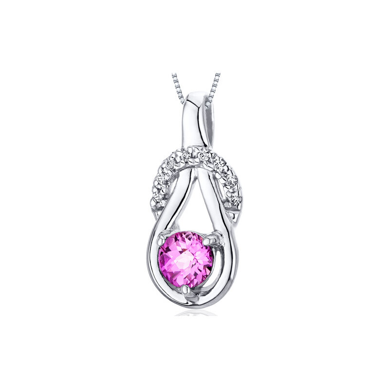 Eppi Stříbrný náhrdelník s růžovým safírem Dalle