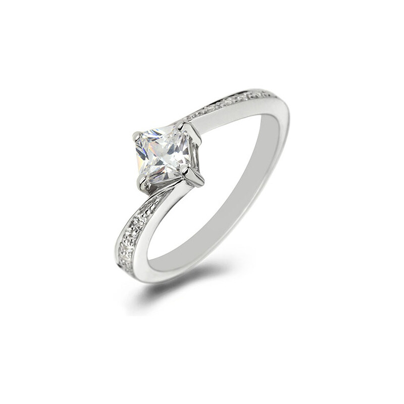 Eppi Platinový zásnubní prsten s princess diamantem Prima