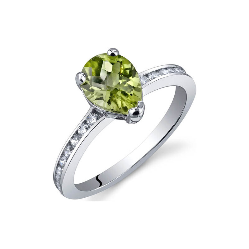 Eppi Stříbrný prsten s olivínovou slzou Laraine