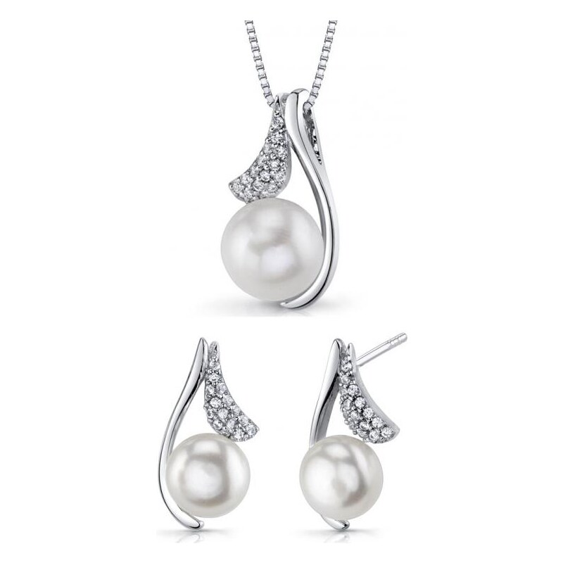 Eppi Stříbrná kolekce šperků s perlami a zirkony Elgyra