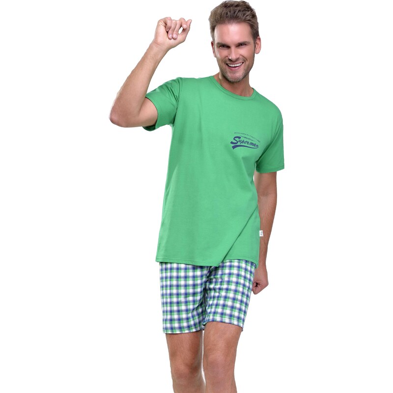 Taro Krátké pánské pyžamo Ignác zelené