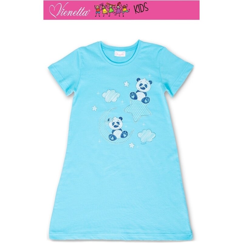Vienetta Secret Dětská noční košile s krátkým rukávem Méďové - tyrkysová