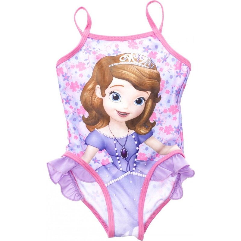 Disney Brand Dívčí jednodílné plavky Sofie - fialovo-růžové