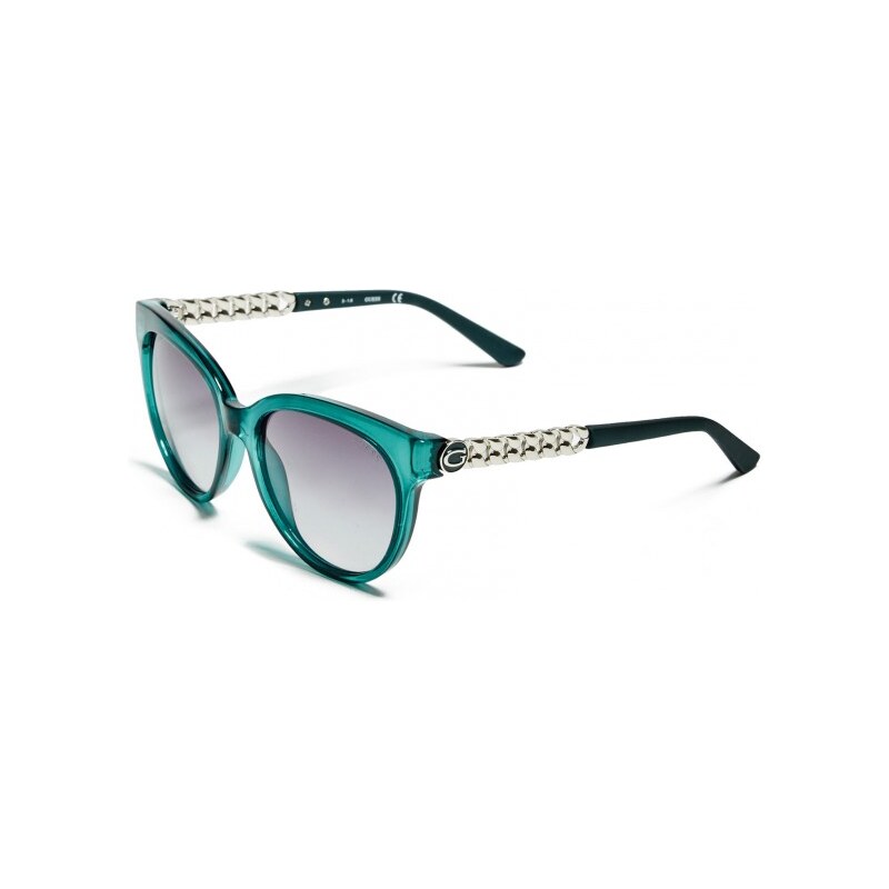 GUESS GUESS Round Chain-Trim Logo Sunglasses - turquoise