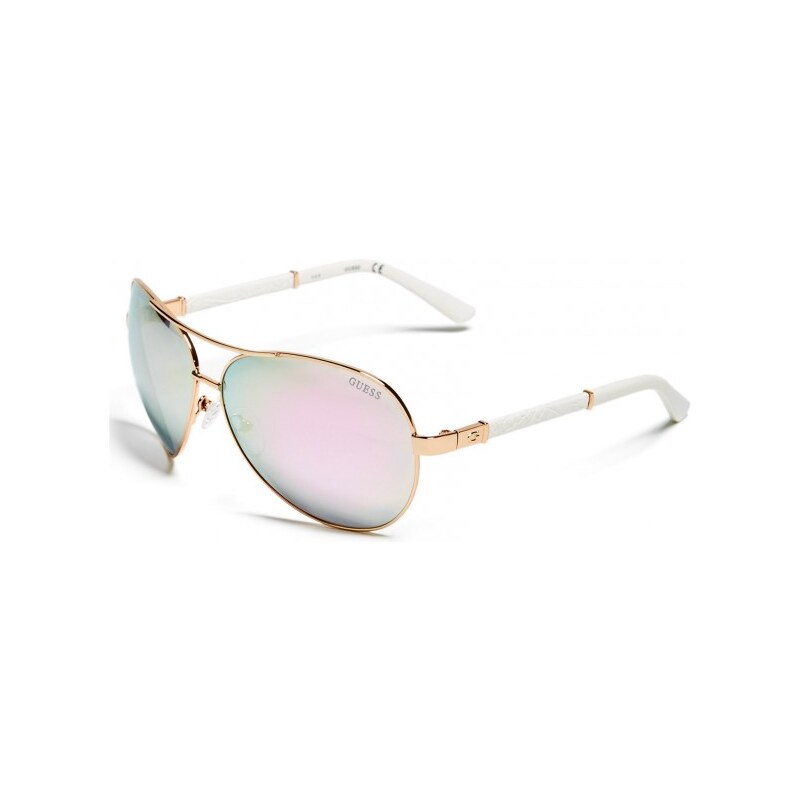 GUESS GUESS Faux-Leather Aviator Sunglasses - rose gold