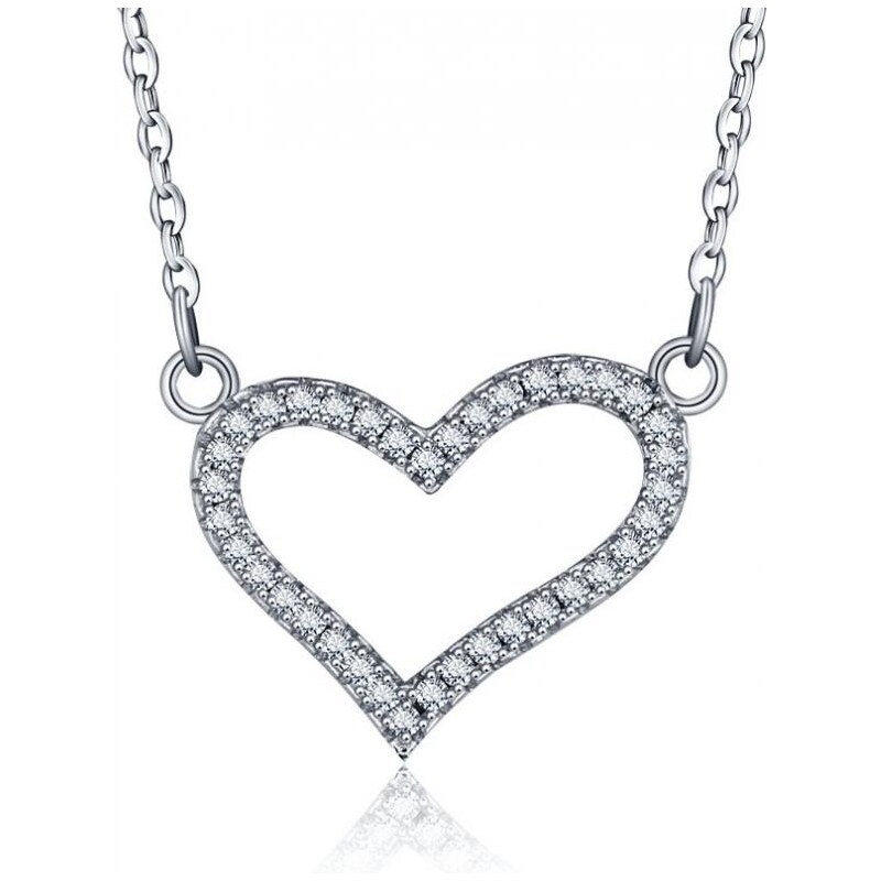 Eppi Stříbrný náhrdelník platinovaný Heart