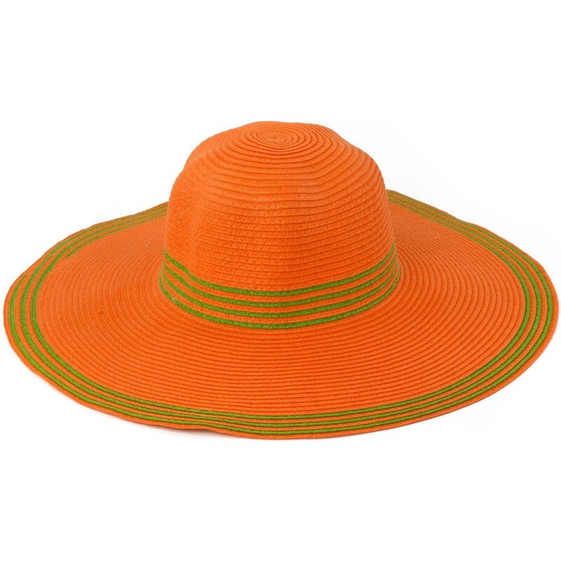 Art of Polo Oranžový klobouk se širokou krempou a zelenými proužky
