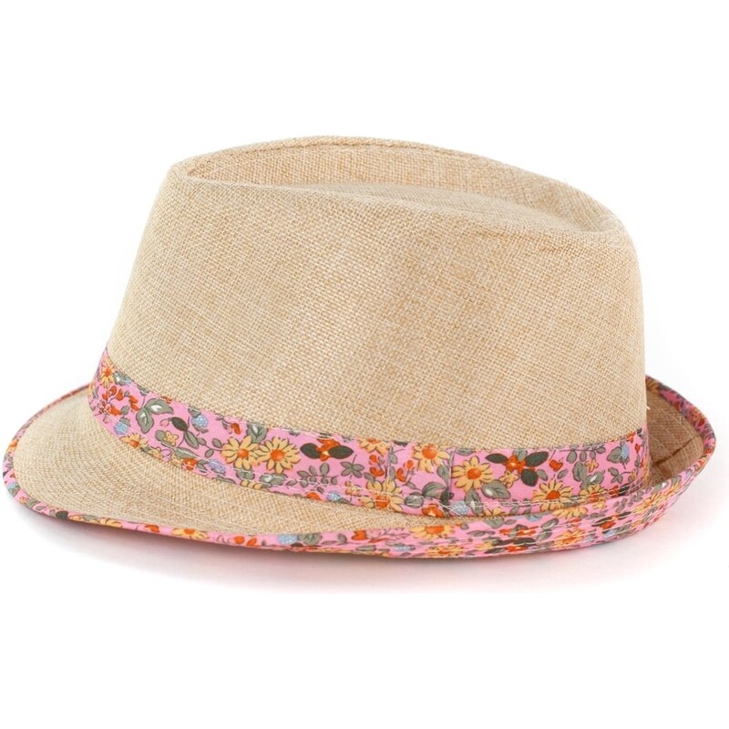 Art of Polo Letní trilby klobouk s růžovou stuhou