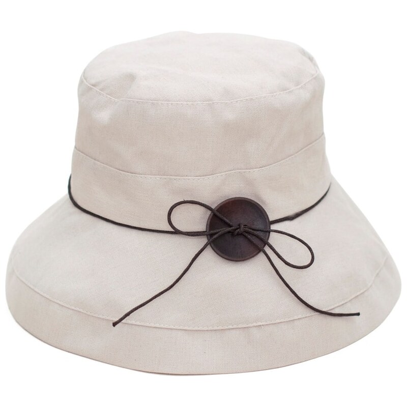 Art of Polo Lněný klobouk s knoflíčkem bílý