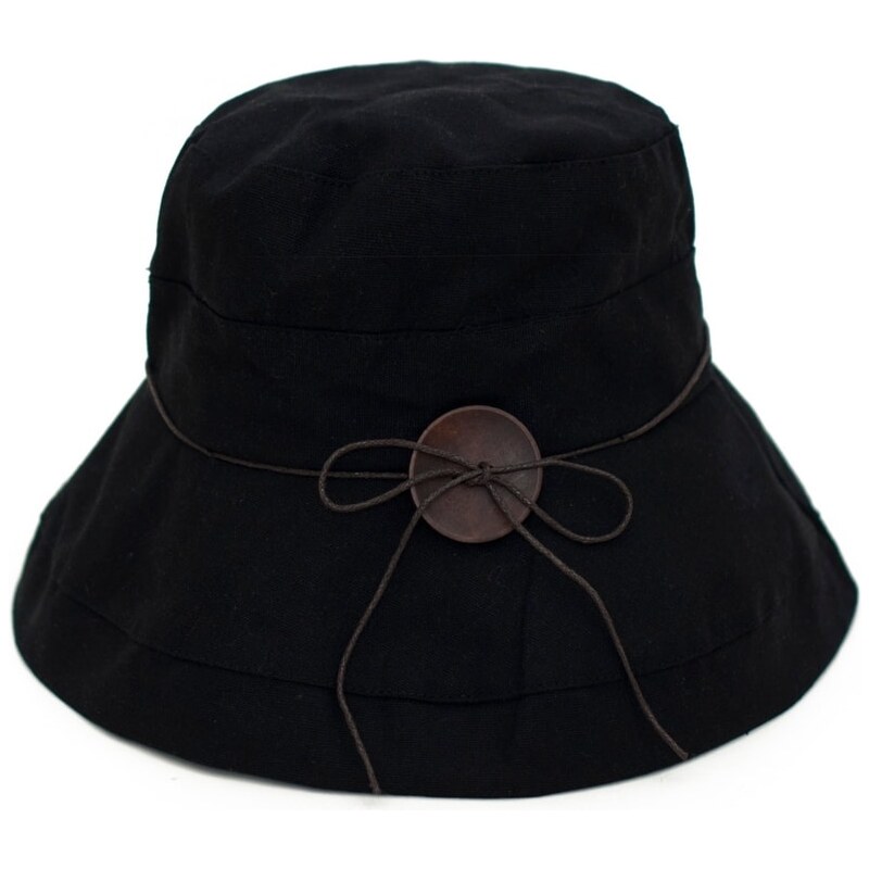 Art of Polo Lněný klobouk s knoflíčkem černý