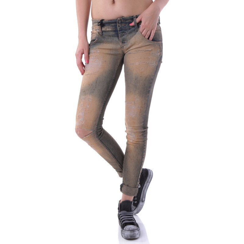 Dámské jeans Sexy Woman - XS / Světle hnědá