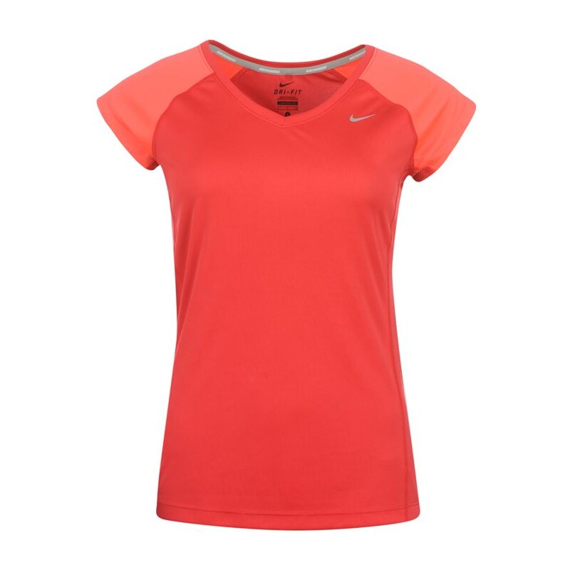 Nike Miler V Neck T Shirt Ladies Pink/Red 14 (L)