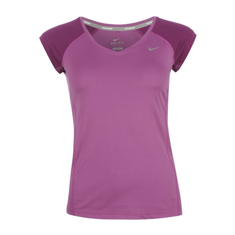 Nike Miler V Neck T Shirt Ladies Purple 8 (XS)