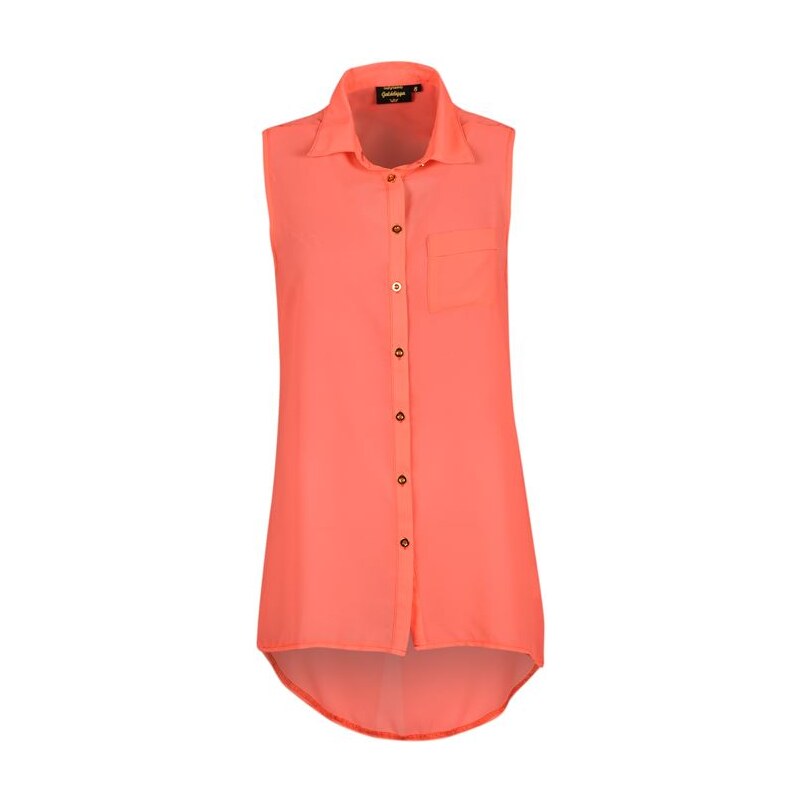 Golddigga Sleeveless Woven Shirt Ladies Fluo Coral 10 (S)