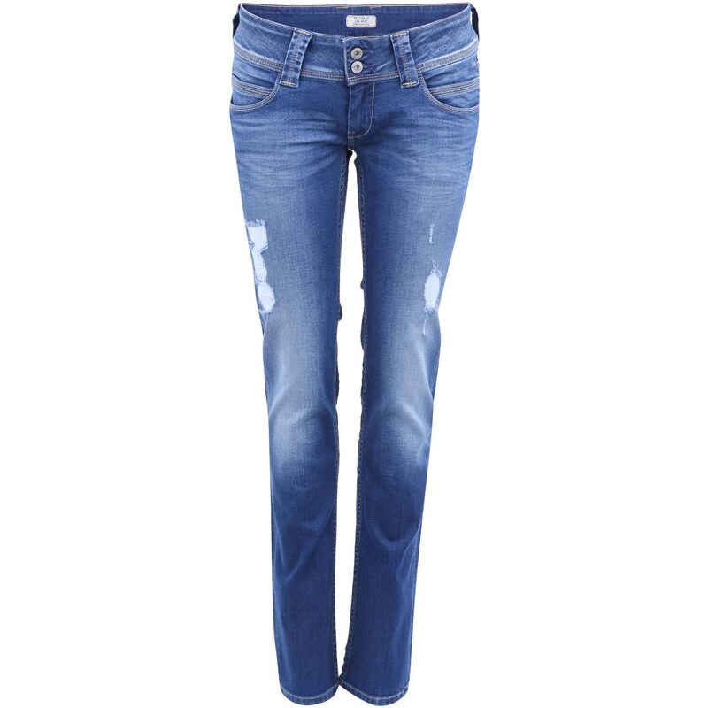 Tmavě modré dámské džíny s dírami Pepe Jeans Venus