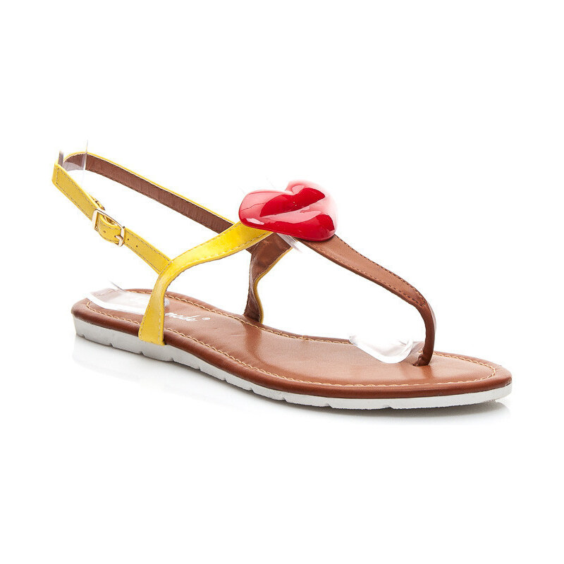 SUPER MODE Žluté dámské sandály s pusou