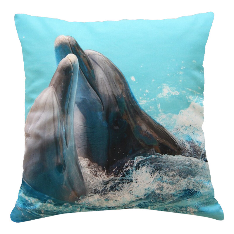 Polštář DELFÍN MyBestHome 40x40cm fototisk 3D motiv delfína