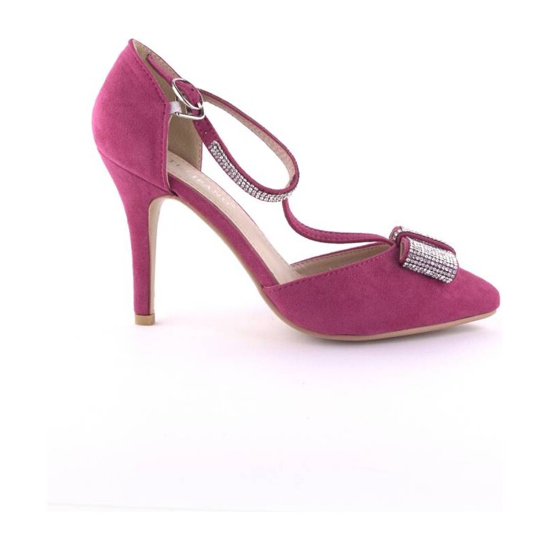 Růžové sandálky s okrasnou kamínkovou mašlí Lovro
