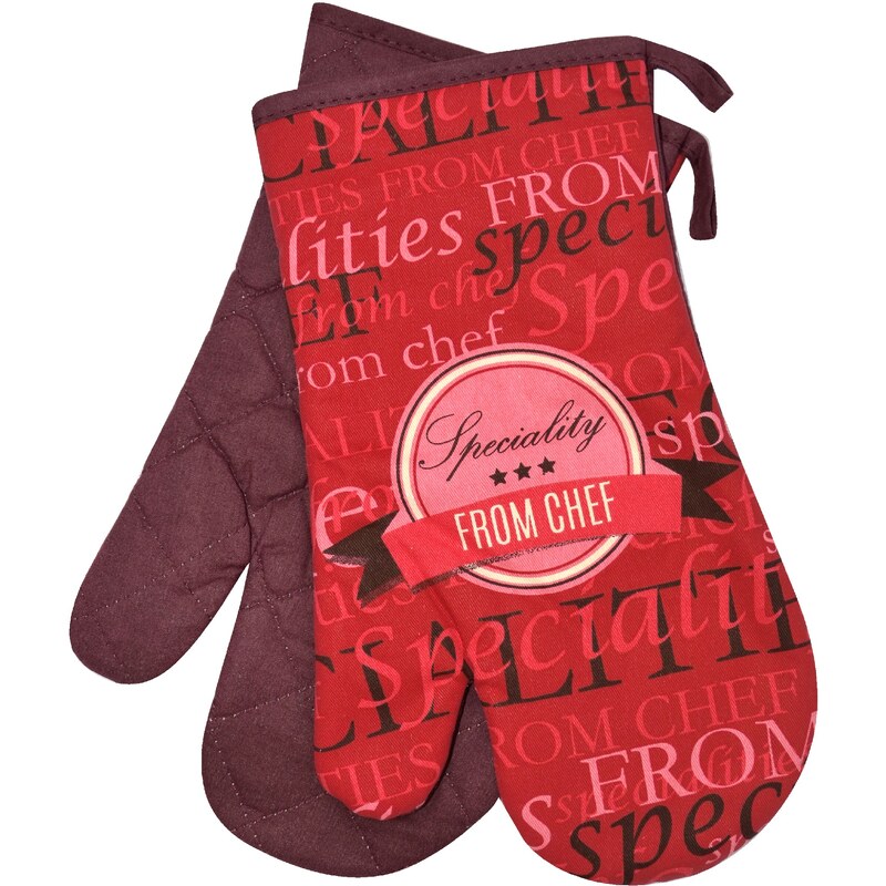 Kuchyňské bavlněné rukavice chňapky SPECIALITIES, červená, 100% bavlna 18x30 cm Essex
