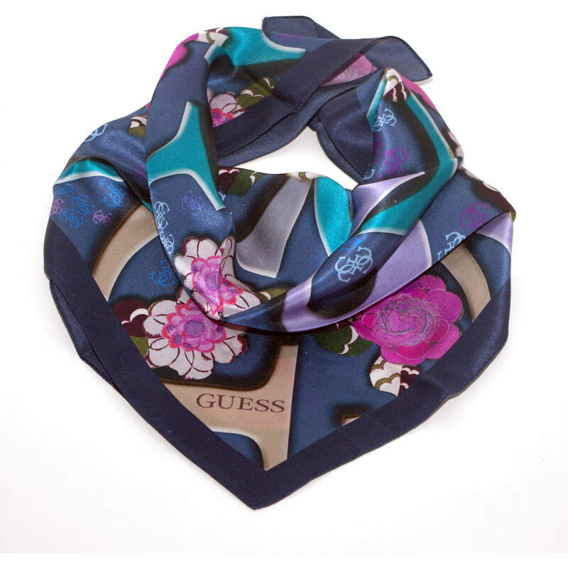 Guess hedvábný šátek s motivy květů