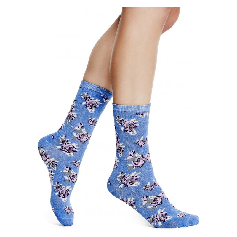 GUESS GUESS Floral-Print Crew Socks - grey multi