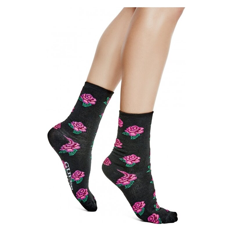 GUESS GUESS Floral-Print Crew Socks - pink multi