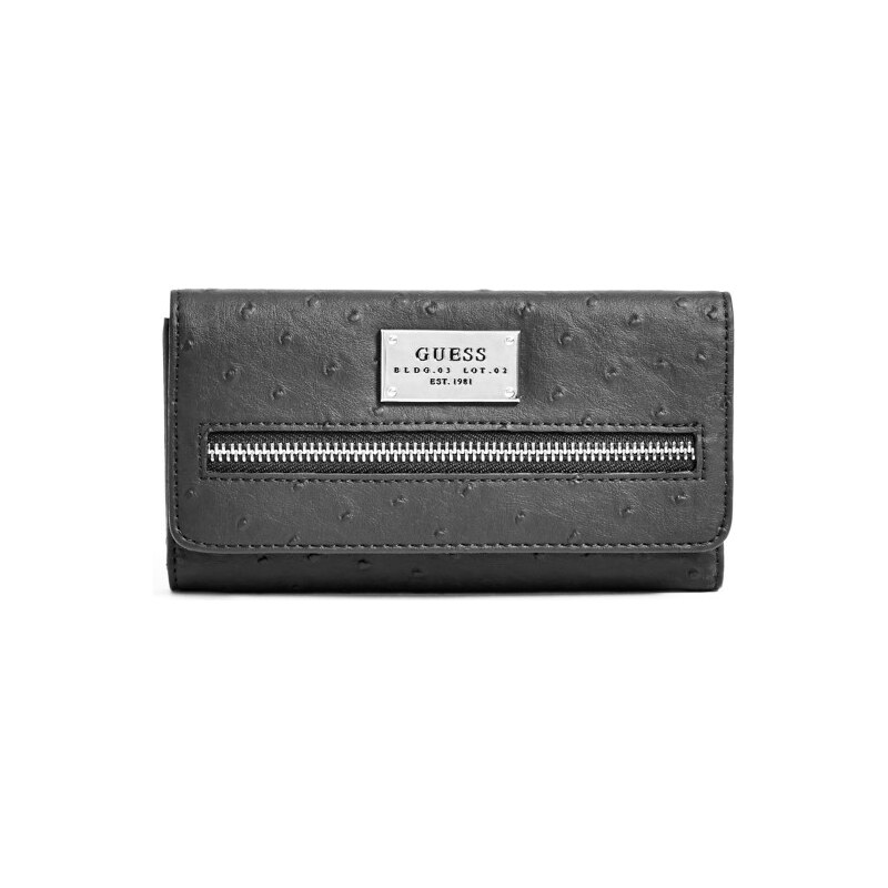 GUESS GUESS Lenora Ostrich-Embossed Slim Wallet - black