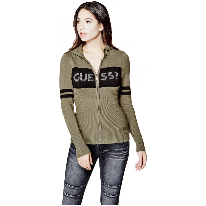 GUESS Kinsley Logo Hoodie - dusty olive