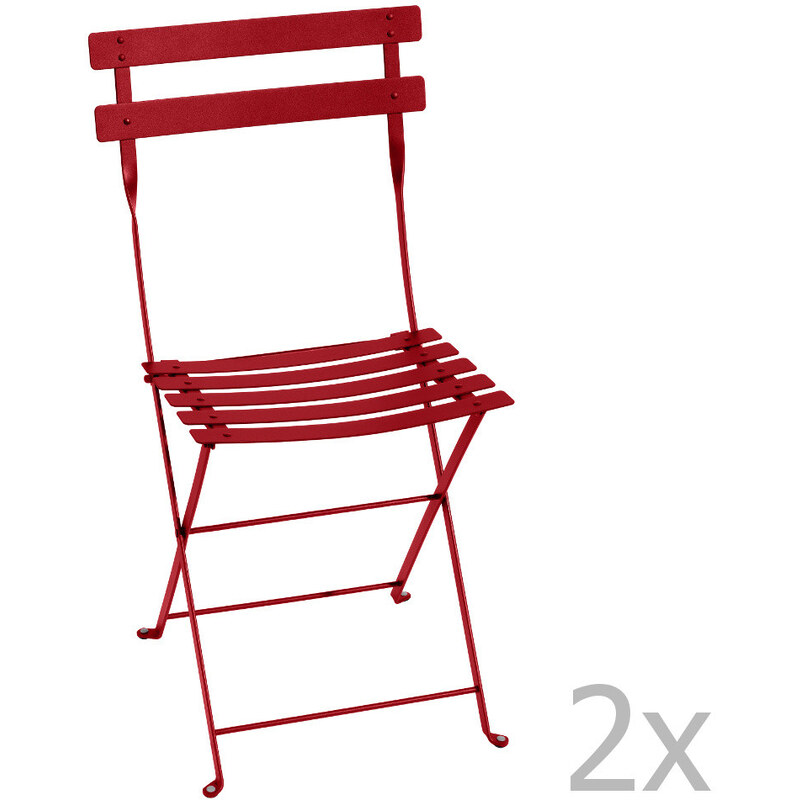 Sada 2 červených skládacích židlí Fermob Bistro