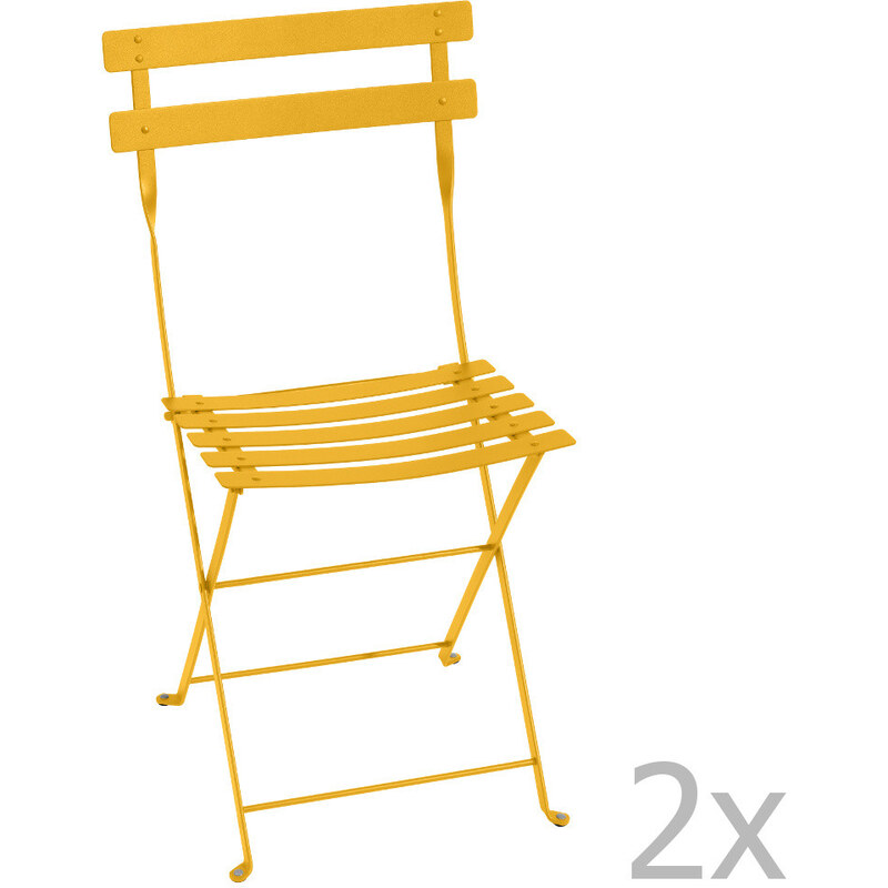 Sada 2 žlutých skládacích židlí Fermob Bistro