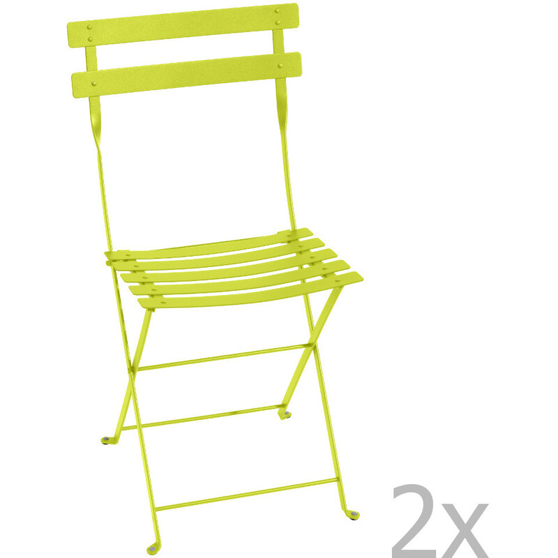 Sada 2 limetkově zelených skládacích židlí Fermob Bistro