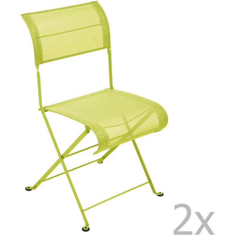 Sada 2 limetkově zelených skládacích židlí Fermob Dune