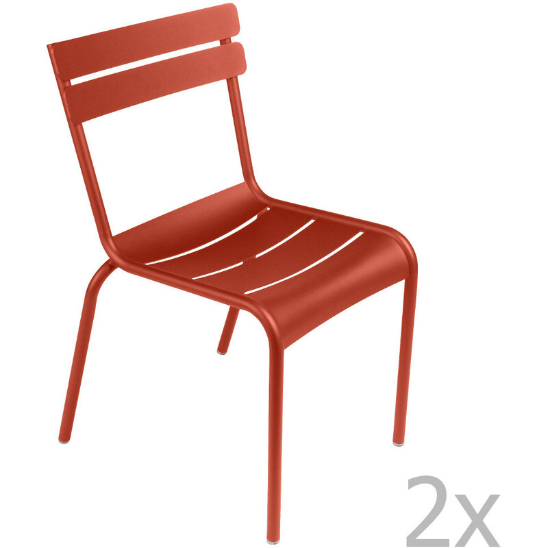 Sada 2 červenooranžových židlí Fermob Luxembourg