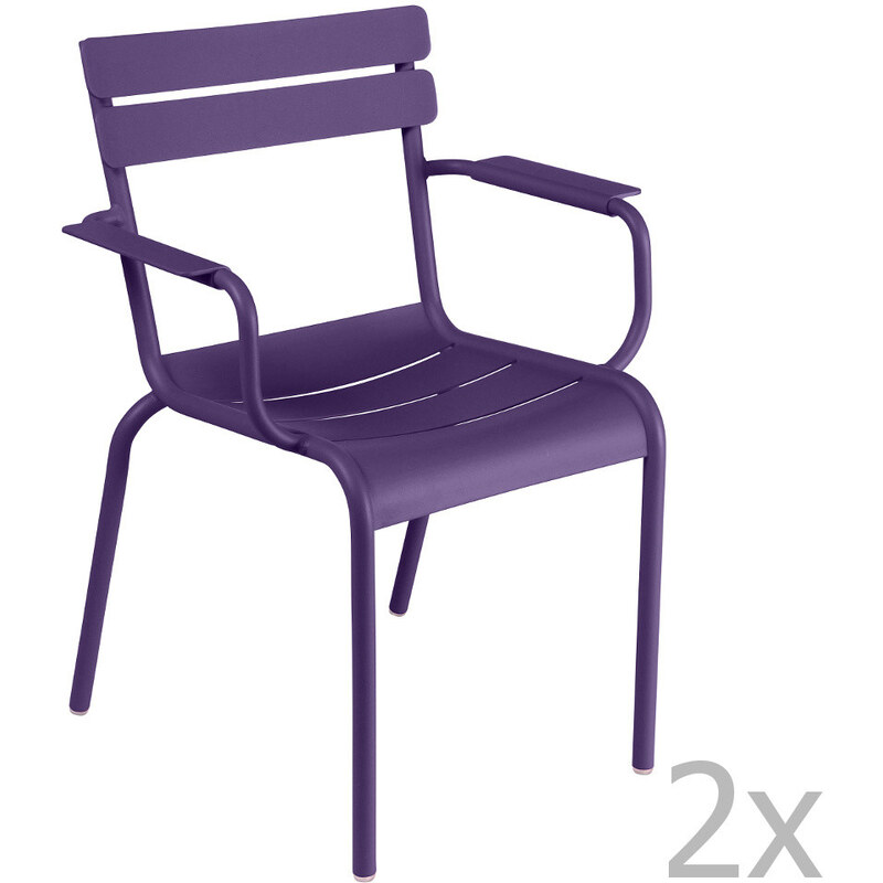Sada 2 fialových židlí s područkami Fermob Luxembourg