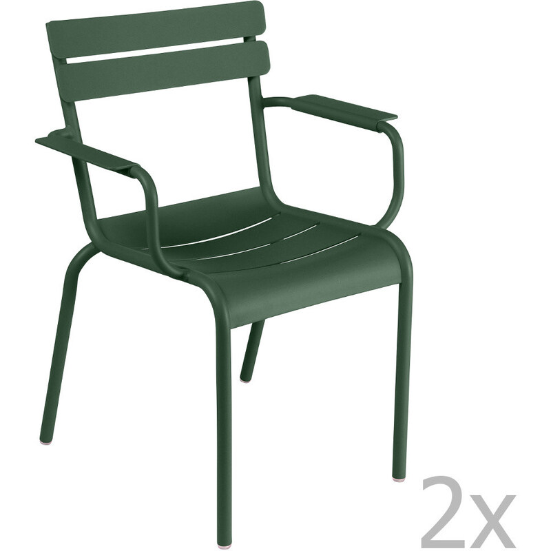 Sada 2 zelených židlí s područkami Fermob Luxembourg