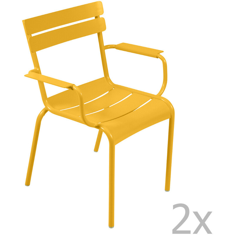 Sada 2 žlutých židlí s područkami Fermob Luxembourg