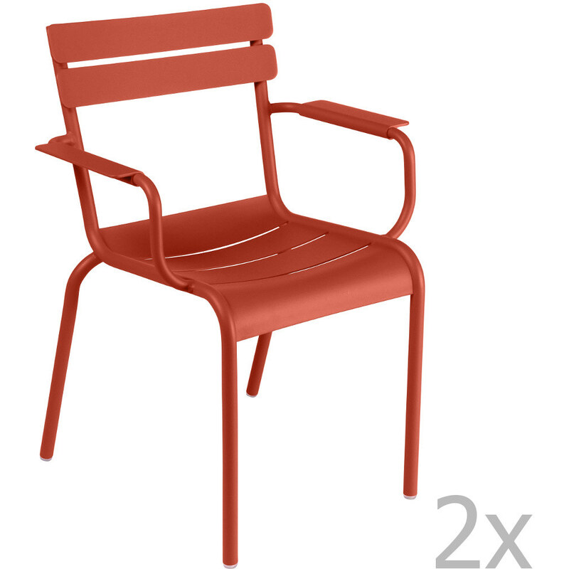 Sada 2 červenooranžových židlí s područkami Fermob Luxembourg