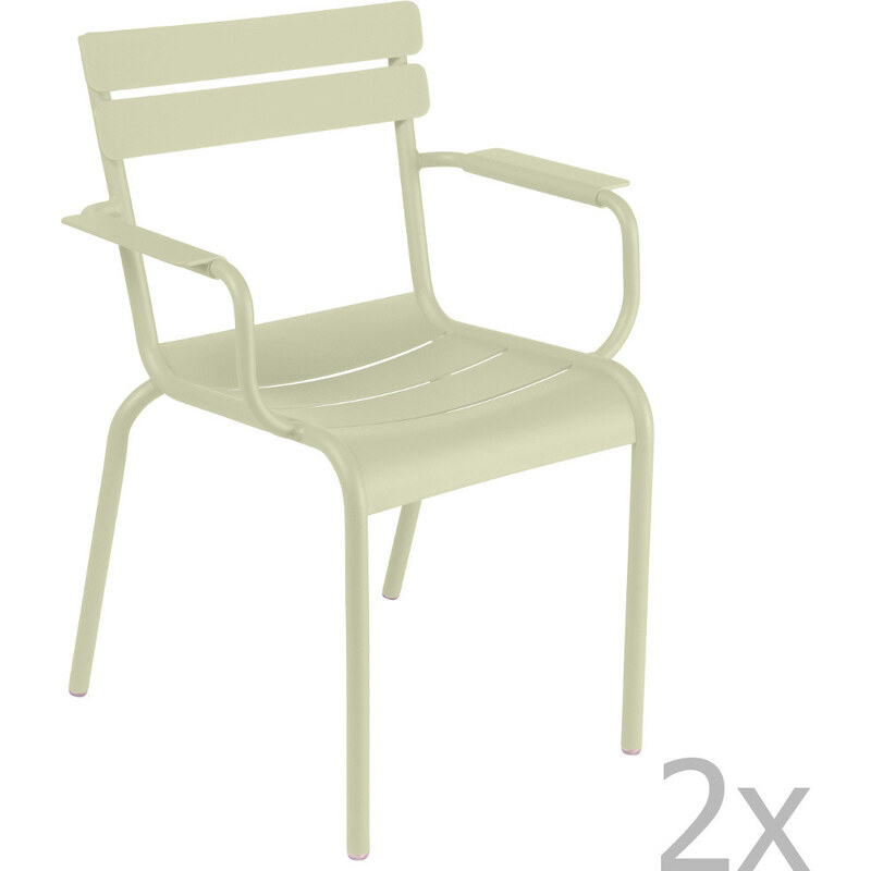 Sada 2 zelenkavých židlí s područkami Fermob Luxembourg
