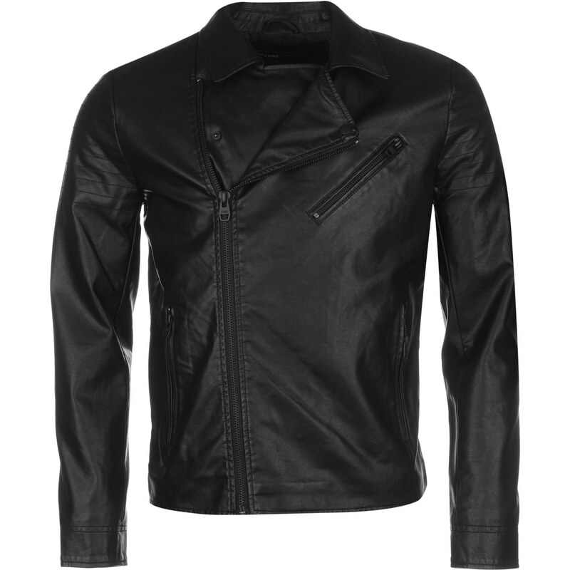 Only and Sons PU Biker Jacket Black