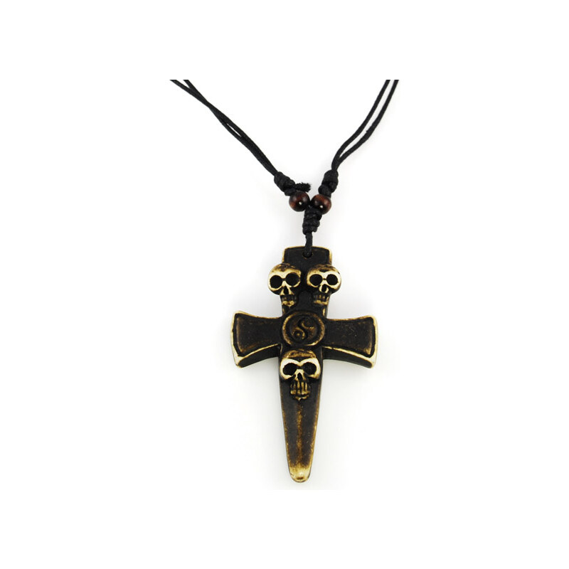 Trendhim Přírodní náhrdelník Skull Cross D1-1-1778