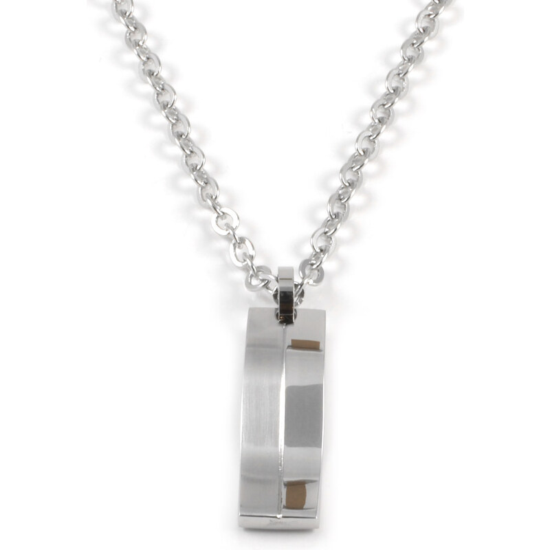 Trendhim Stylový stříbrný náhrdelník Steel E1-7-1234
