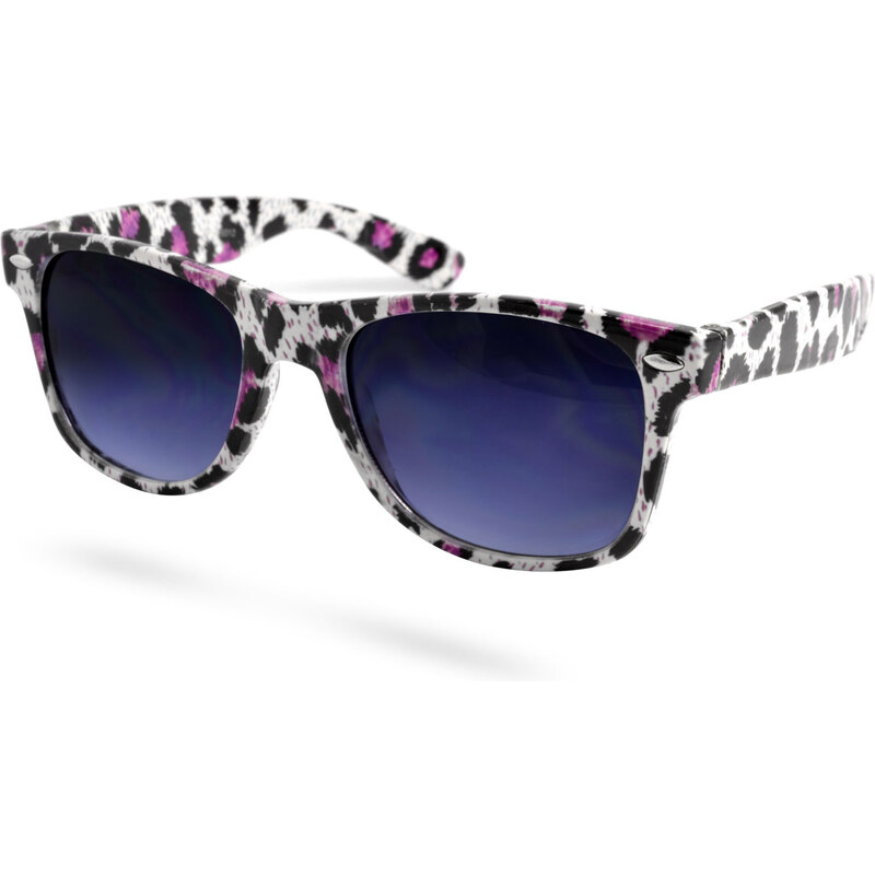 EverShade Retro bílo-fialové sluneční brýle s leopardím vzorem I3-7-1555