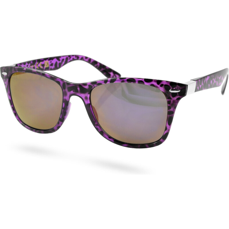 EverShade Fialové Retro sluneční brýle s leopardím vzorem J3-4-1706