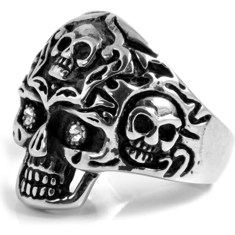 SteelCZ Ocelový prsten s lebkou Alien Skull G4-2-1918