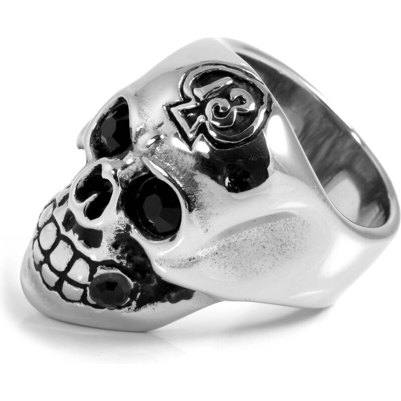 SteelCZ Prsten černými zirkony Skeleton Skull G4-2-1927