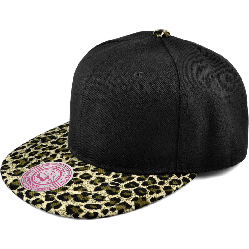 Crown Caps Černo-olivová snapback kšiltovka Leopard AH17-4-4604