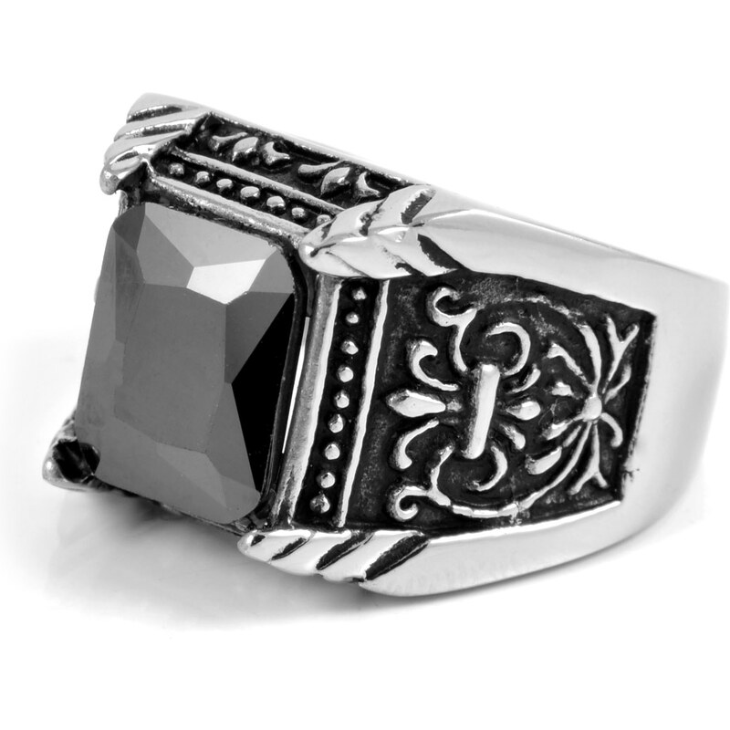 SteelCZ Mužný ocelový prsten v římském stylu se zirkonem F5-2-2294