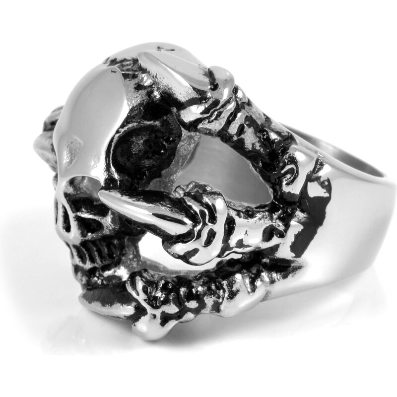 SteelCZ Ocelový prsten Lebka s pařáty F5-3-2234
