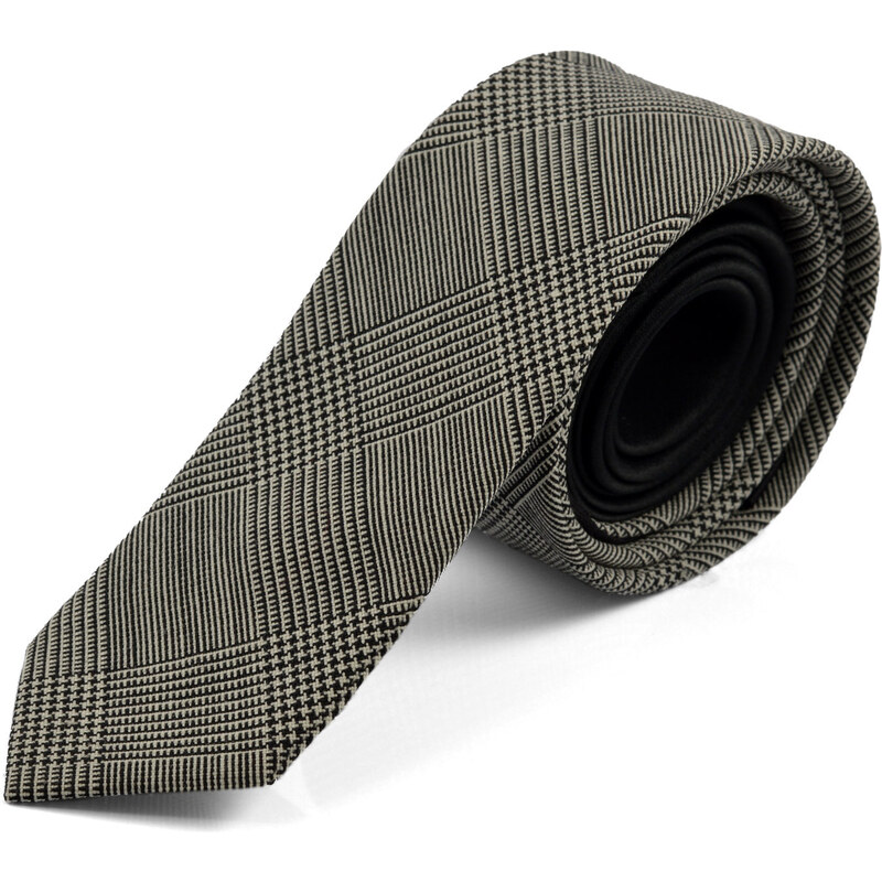 Trendhim Hnědá kostkovaná kravata z bavlny M4-1-2349